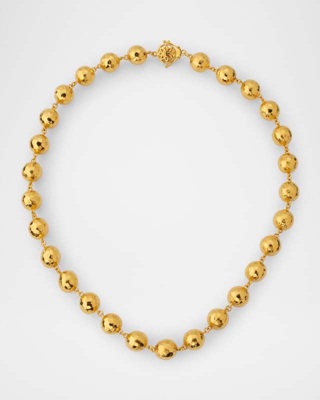 20K Hammered Disco Ball Chain Necklace, 16"L